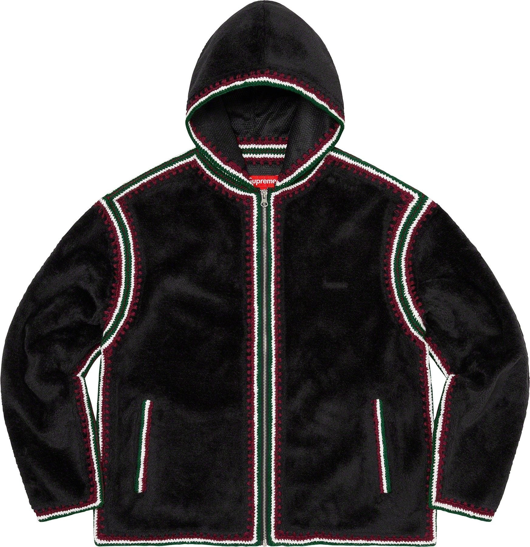 Crochet Edge Hooded Zip Up Top view 3
